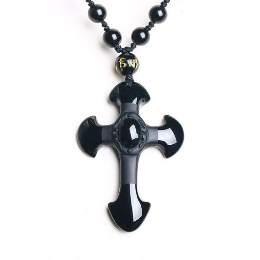Colgante Cruz de Obsidiana Natural - Collar Protector - Image 10