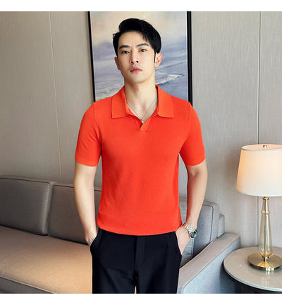 Polo Casual Transpirable con Cuello en V para Hombre - Image 11