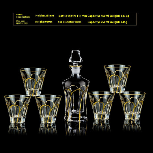 Juego de Copas de Cristal para Whisky y Vino con Detalles Dorados - Image 24