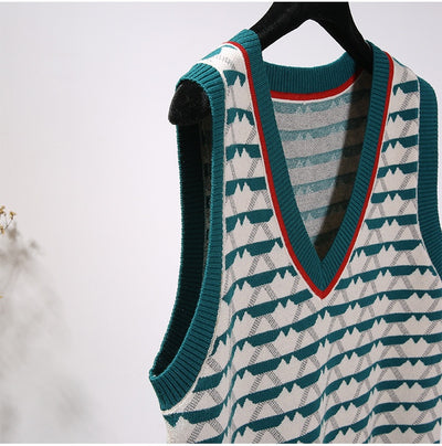 Chaleco Tejido Jacquard con Contraste Retro para Mujer - Image 16