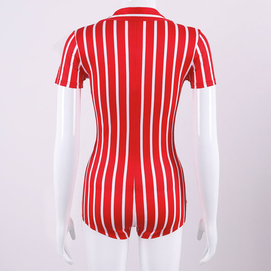 Jumpsuit de Yoga Rayas Manga Corta - Image 13