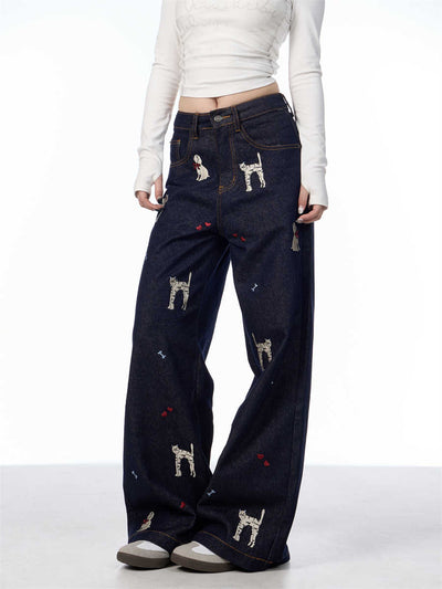 Pantalones Jeans Anchos con Estampado Animal Print - Loose Fit Casual para Mujer - Image 5