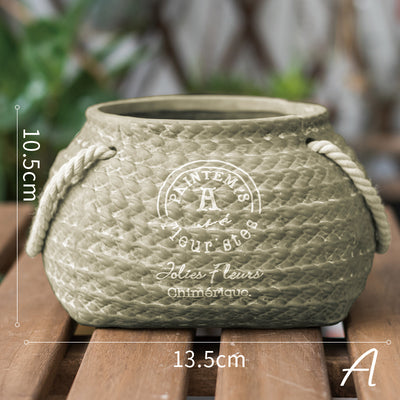 Maceta de Cerámica con Bolsillo Tejido - Image 6
