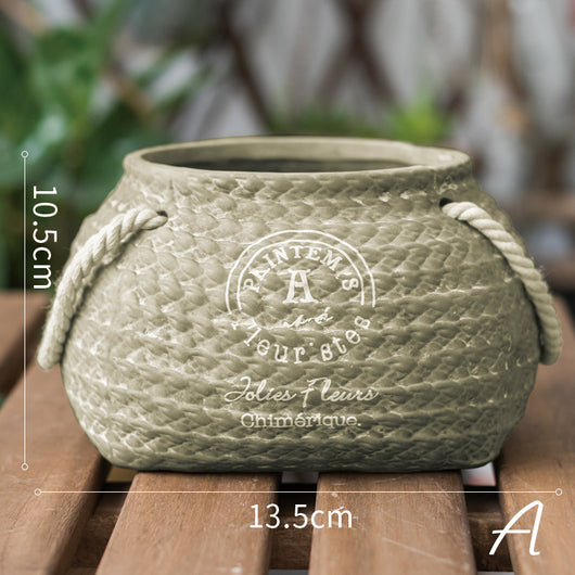 Maceta de Cerámica con Bolsillo Tejido - Image 6