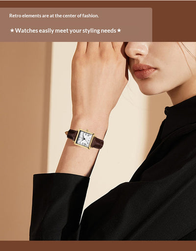 Reloj Elegante Cuadrado Retro para Mujer con Correa de Cuero - Image 9