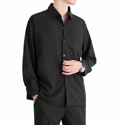 Camisa Suelta de Manga Larga en Seda de Hielo para Hombre - Image 34