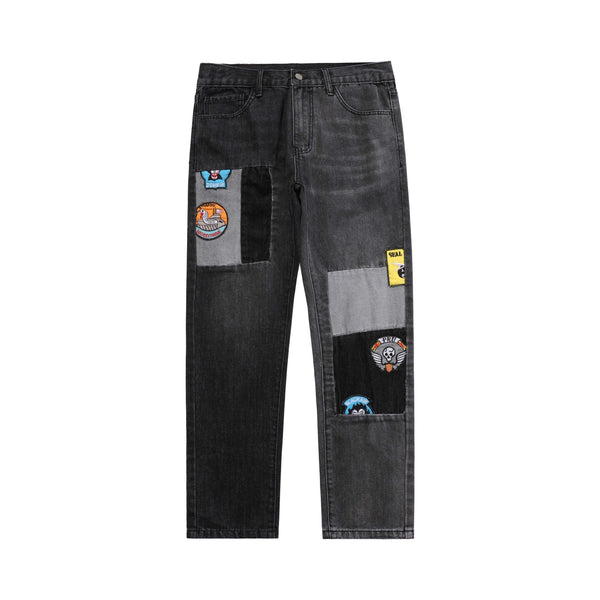 Jeans Guochao con Bordado de Patrón Callejero para Hombre - Image 3