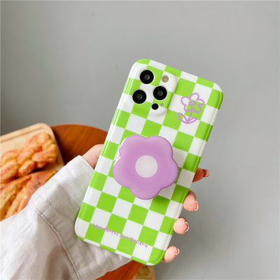 Funda para Teléfono Cuadros Verdes Verano con Flor Morada - Image 6