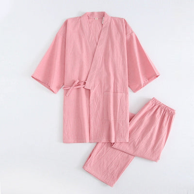 Pijama de Algodón Rayado para Pareja - Conjunto Kimono Japonés Cómodo - Image 15
