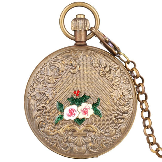 Reloj de Bolsillo con Flores Talladas