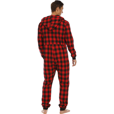 Pijama Enterizo de Franela a Cuadros con Capucha para Hombre - Image 2
