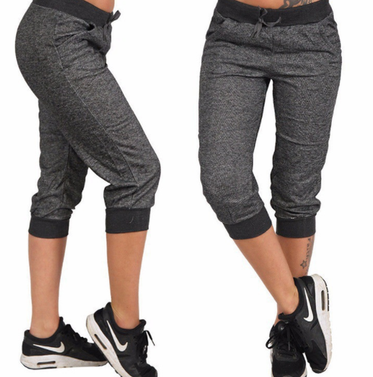 Pantalones Deportivos Sueltos Capri Lisos para Mujer