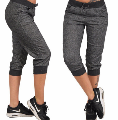 Pantalones Deportivos Sueltos Capri Lisos para Mujer