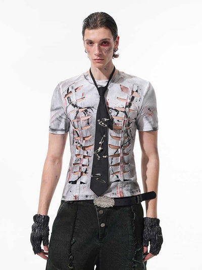 Playera Ajustada con Recortes Hueco para Hombre - Manga Corta Elástica - Image 3