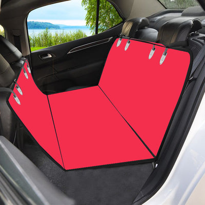 Black Oxford cloth pet car seat cover installed in a car's back seat, forming a hammock to protect upholstery. - Image 8