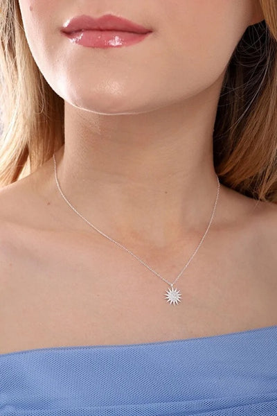 Collar Colgante Sol en Plata 925 con Piedra de Circón Blanco - Image 2