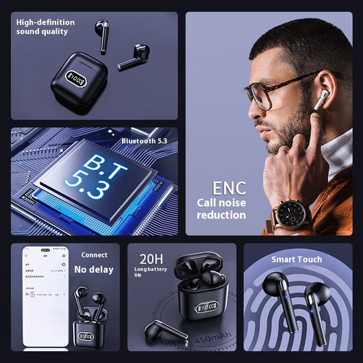 Auriculares Inalámbricos Bluetooth con Cancelación de Ruido y Pantalla Digital - Image 3