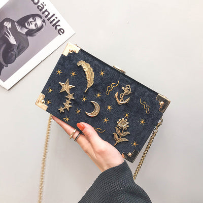 Bolso Bandolera Cuadrado con Bordado de Estrellas - Image 5