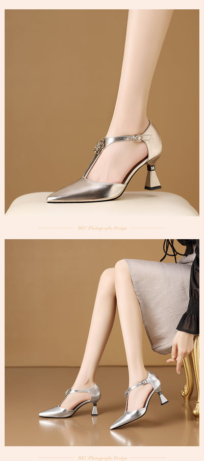 Sandalias de Cuero Genuino Caladas Plateadas para Mujer - Image 9