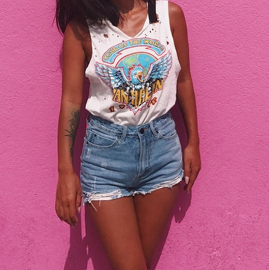 Shorts de Mezclilla Rotos Estilo Retro Clásico para Mujer - Image 4