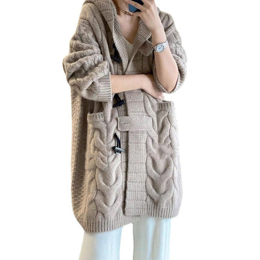 Chaqueta Suelta con Capucha y Botones Horn Torcidos - Image 2
