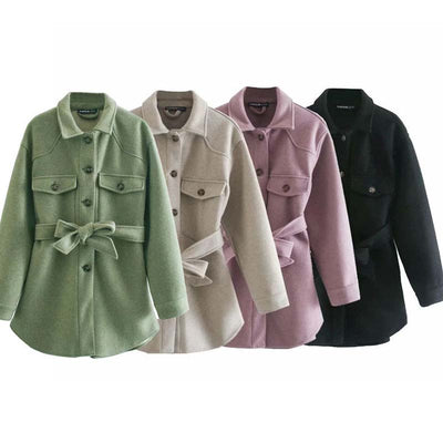 Chaqueta Tipo Camisa Cinturada para Mujer - Abrigo Ligero Otoño Invierno - Image 10