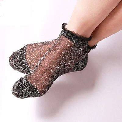 Calcetines de Encaje Brillante para Mujer