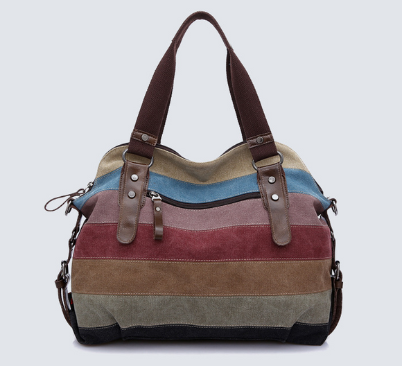 Bolsa de Lona con Rayas Arcoíris