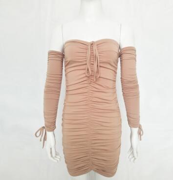 Vestido Bandage Ajustado Hombros Descubiertos Manga Larga para Fiesta - Image 4