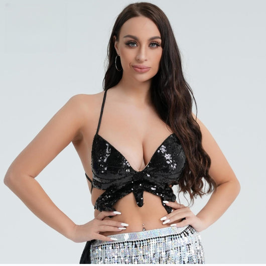 Top Sostén con Lentejuelas y Diseño de Mariposa - Image 3
