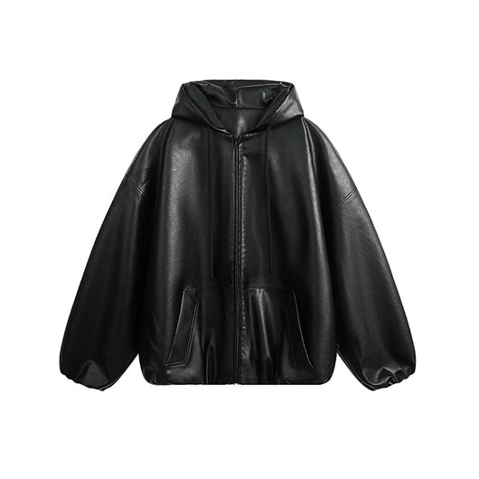 Chaqueta de Cuero Retro Americana con Capucha para Hombre - Image 12