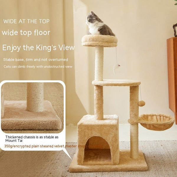 Árbol Rascador para Gatos de Madera Natural - Juguete Resistente sin Pelusa
