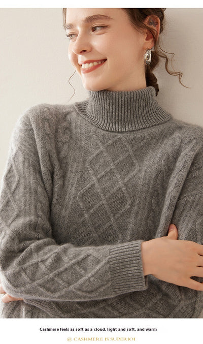 Suéter Cashmere Suelto con Cuello Alto - Tejido Grueso de Tres Capas - Image 27
