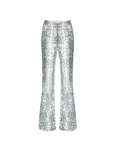 Pantalón Acampanado Cintura Baja con Estampado de Serpiente y Lentejuelas - Image 4