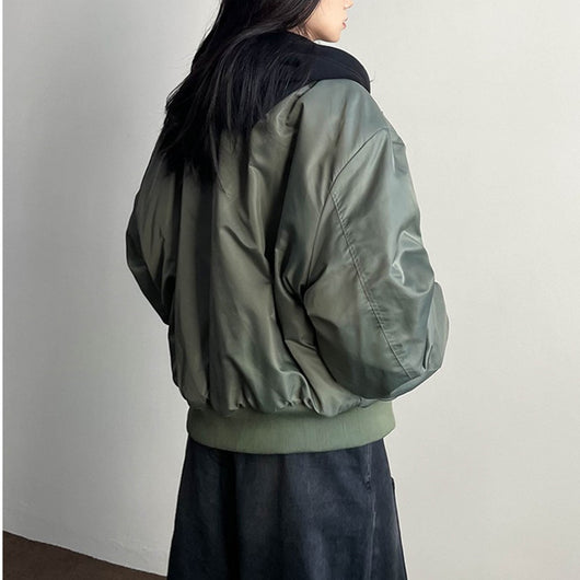 Abrigo Vintage Cuello Alto Holgado Acolchado para Otoño Invierno - Image 18