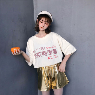 Camiseta Estampada Coreana Loose Fit - Diseño Milk Tea para Chicas Modernas - Image 5