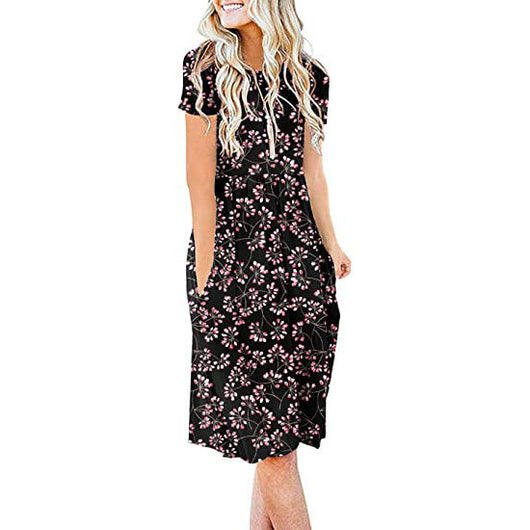 Vestido Holgado de Cuello Redondo y Manga Corta - Image 9