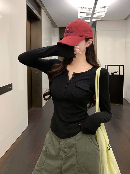 Blusa Larga Elegante Ajustada con Botones para Mujer - Image 22