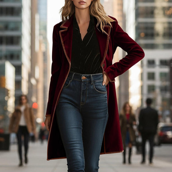 Abrigo de Terciopelo Elegante y Sofisticado para Mujer