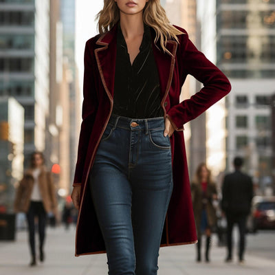 Abrigo de Terciopelo Elegante y Sofisticado para Mujer