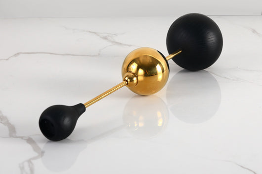 Portavelas de Lujo en Acero Inoxidable con Bola de Madera - Image 13