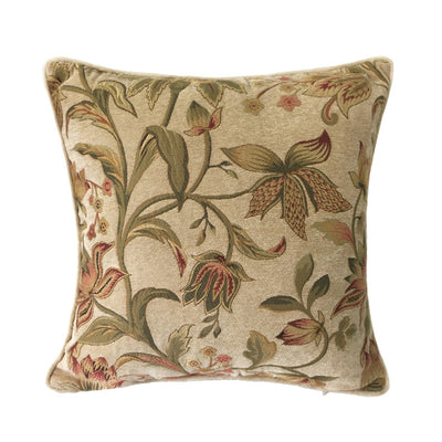 Funda de Almohada Floral Chenille Marrón para Sofá - Image 2