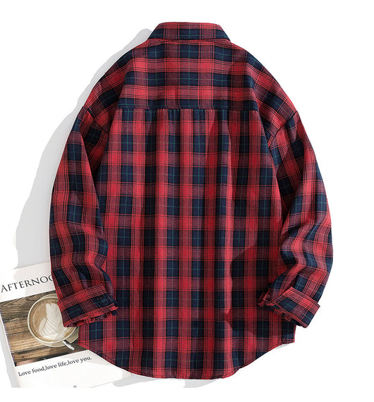 Camisa Casual de Cuadros Oversize para Hombre - Image 13