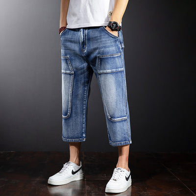 Pantalones Cortos Denim Holgados Hasta la Rodilla para Hombre Talla Mediana