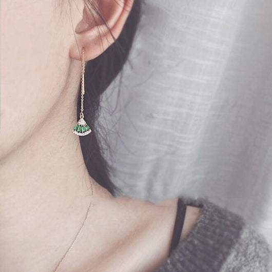 Aretes de Perla en Oro 14K - Diseño de Abanico - Image 4