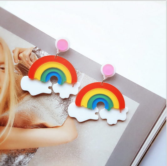 Aretes Arcoíris Harajuku Niña - Pendientes Kawaii Estilo Japonés