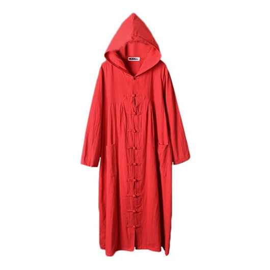 Abrigo Largo Cortavientos de Algodón y Lino para Mujer - Image 7