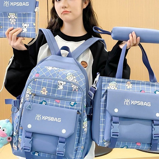 Mochila Escolar Primaria para Niñas - Set de Cuatro Piezas