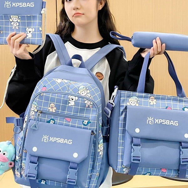 Mochila Escolar Primaria para Niñas - Set de Cuatro Piezas