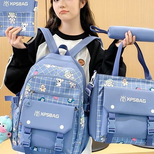 Mochila Escolar Primaria para Niñas - Set de Cuatro Piezas
